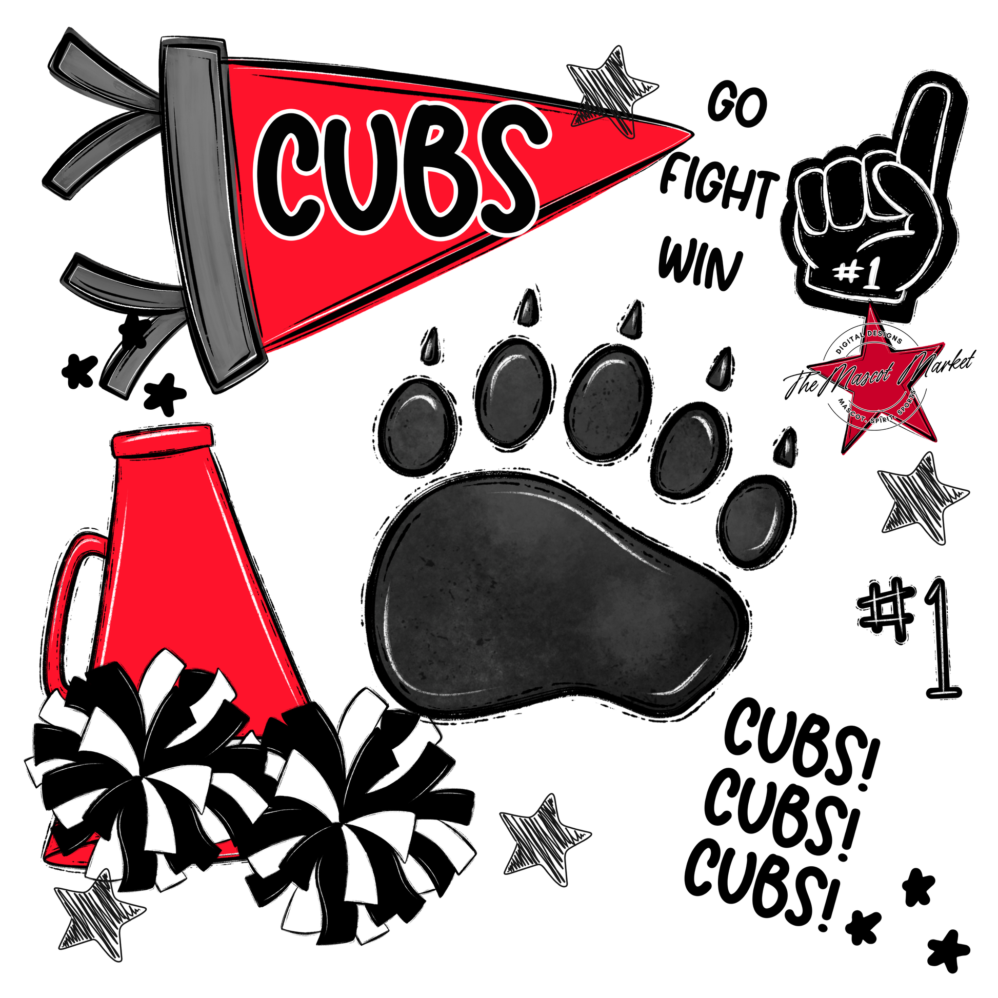 Cubs Spirit Design-Bright Red