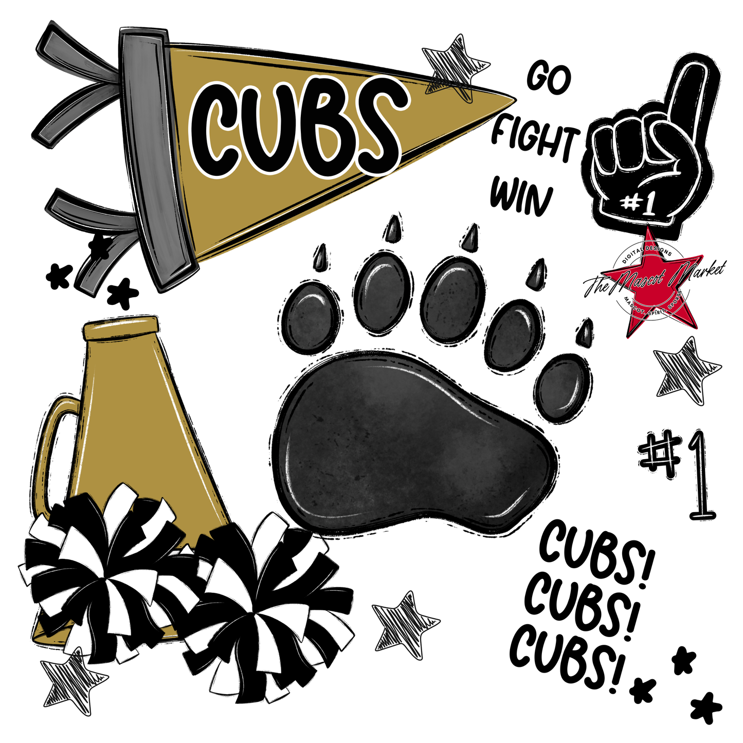 Cubs Spirit Design-Gold