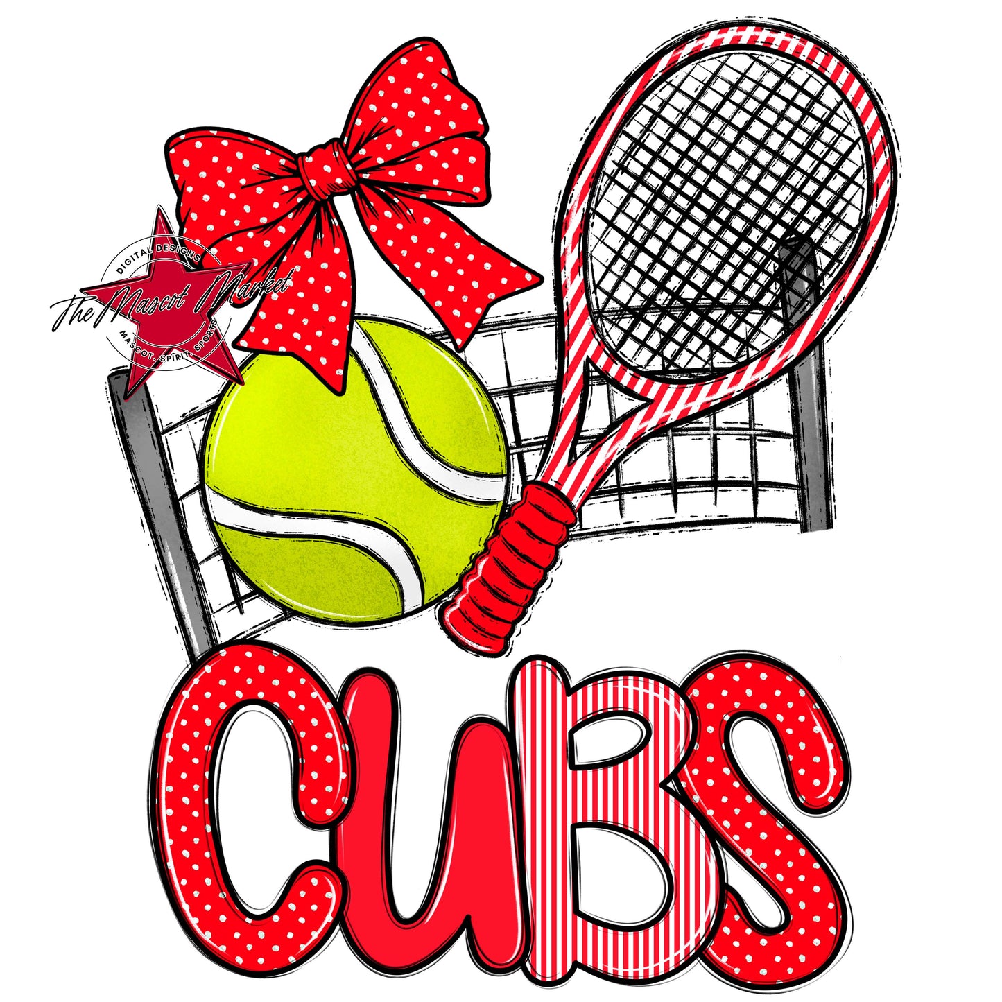 Cubs Tennis Spirit Design-Bright Red