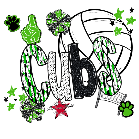 Cubs Volleyball Scrape-Bright Green