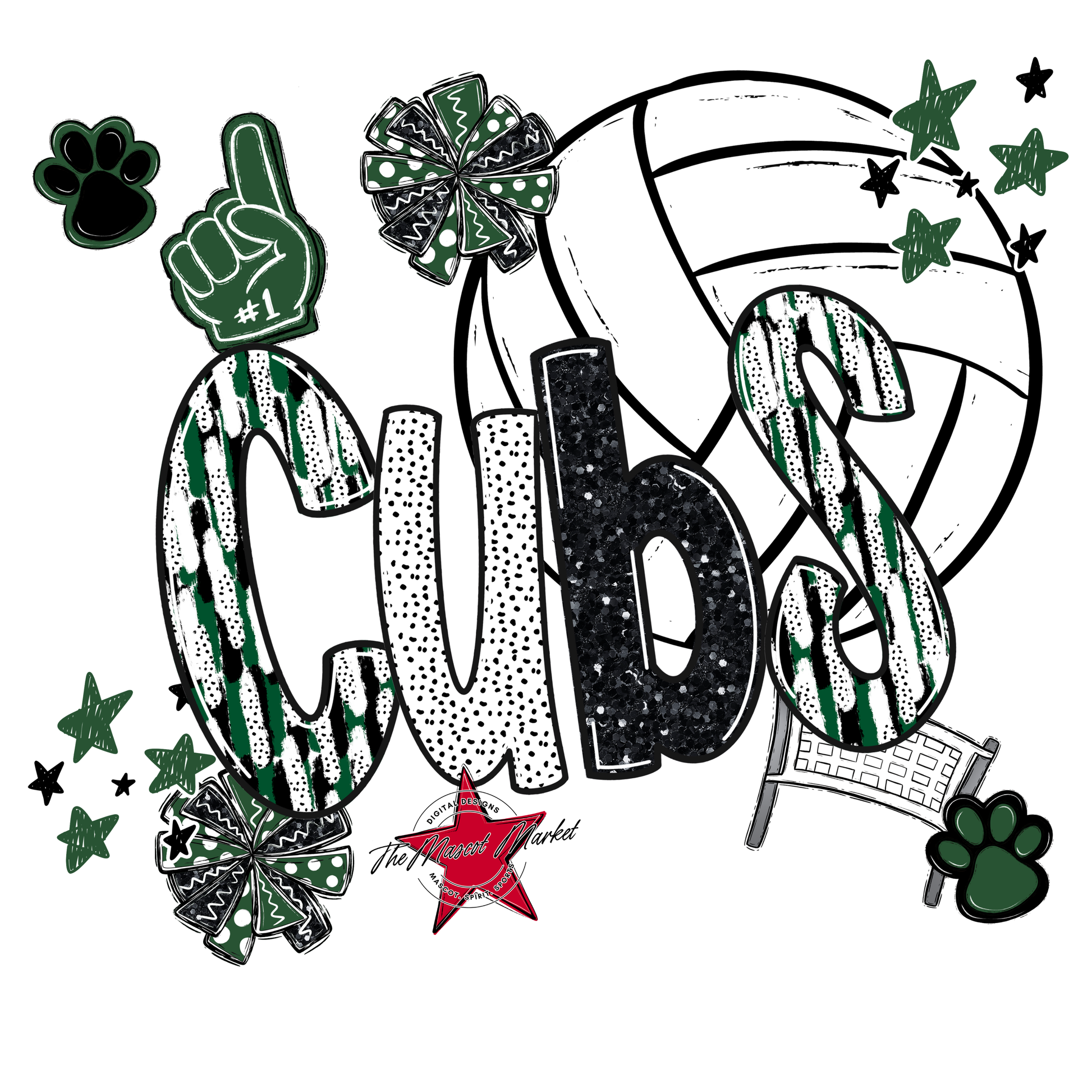 Cubs Volleyball Scrape-Green