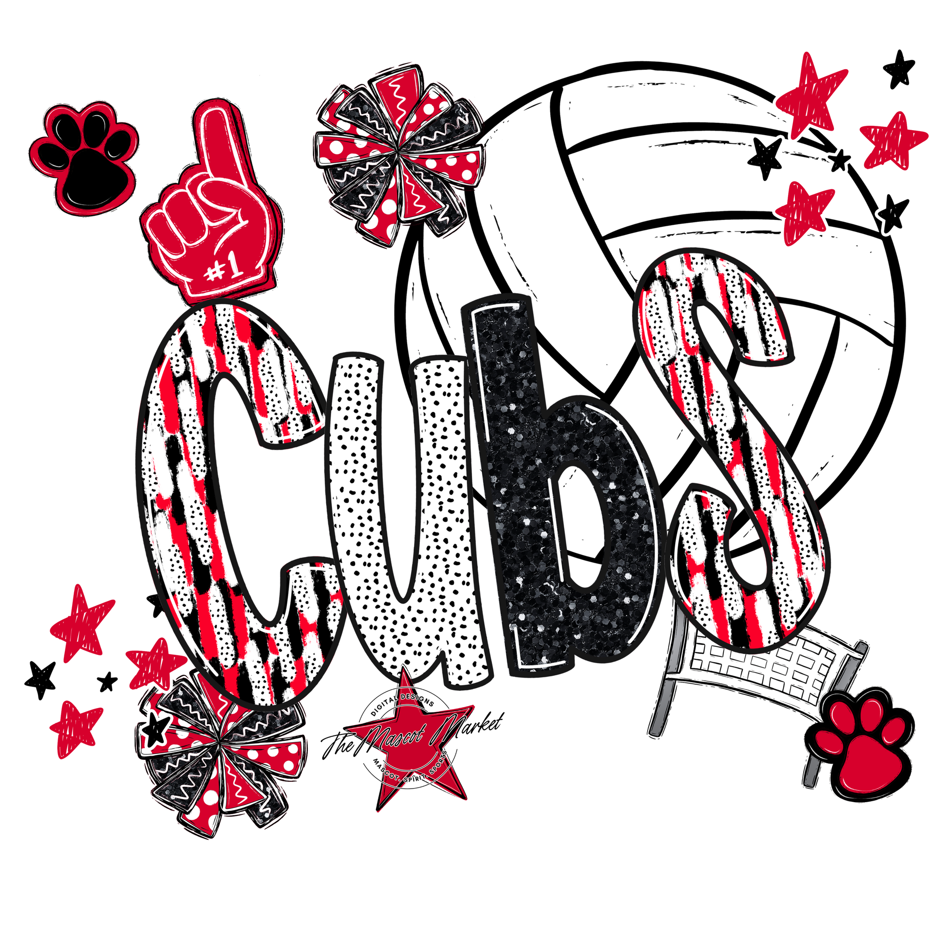 Cubs Volleyball Scrape-Red