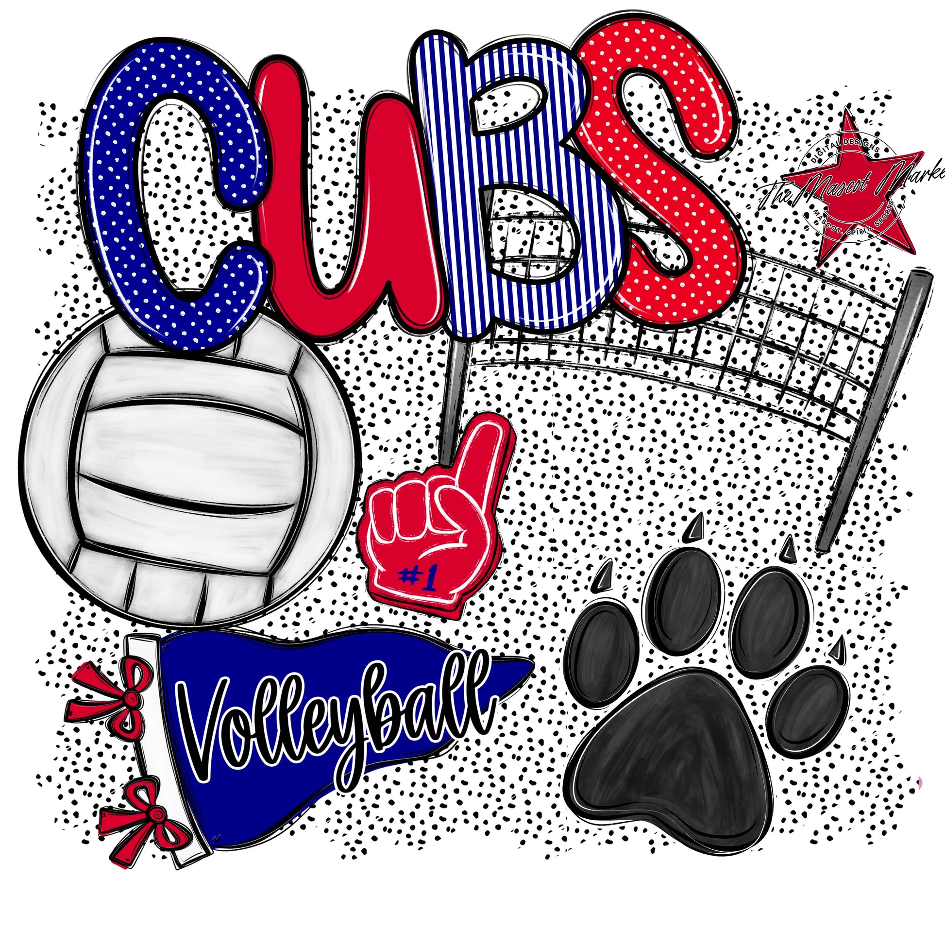 Cubs Volleyball Spirit-Blue & Red