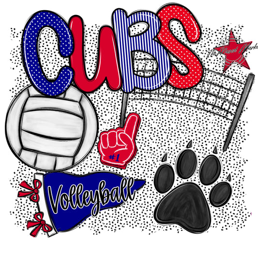 Cubs Volleyball Spirit-Blue & Red
