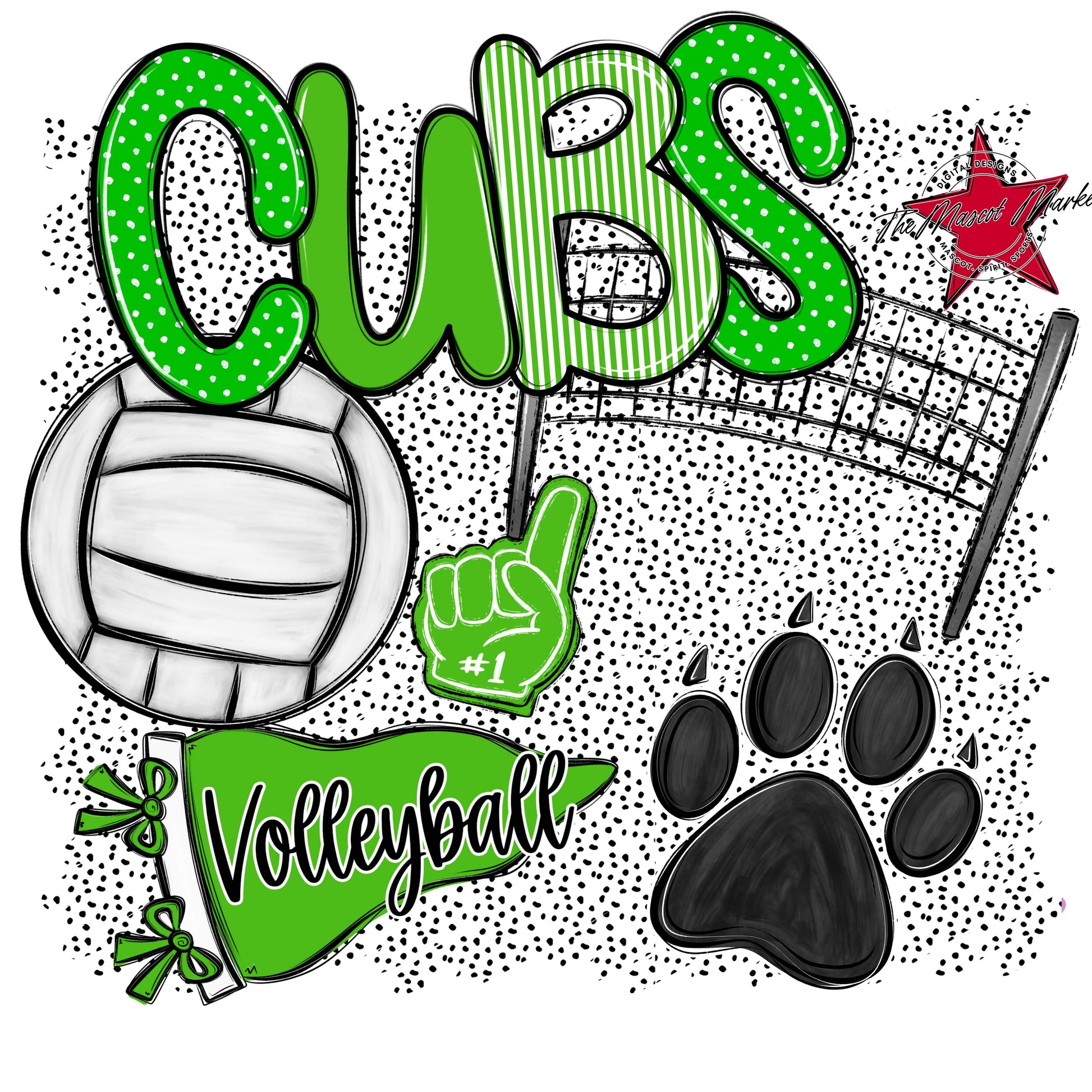 Cubs Volleyball Spirit-Bright Green