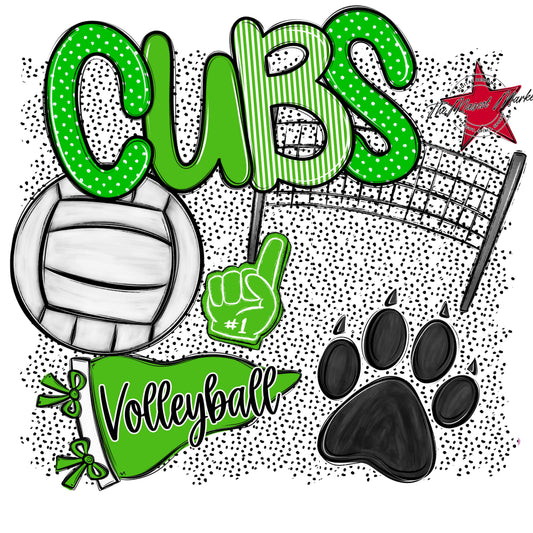 Cubs Volleyball Spirit-Bright Green