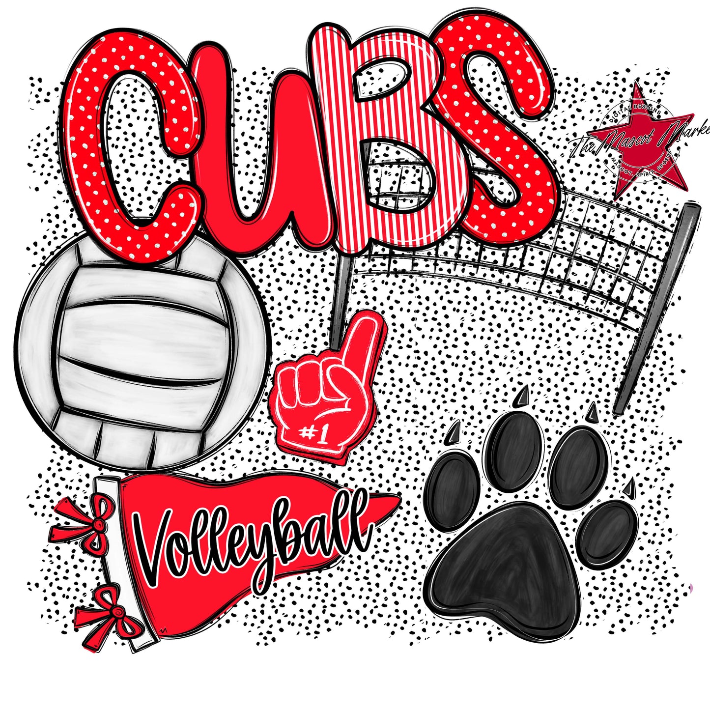Cubs Volleyball Spirit-Bright Red