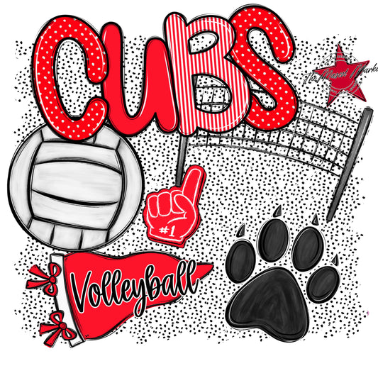 Cubs Volleyball Spirit-Bright Red