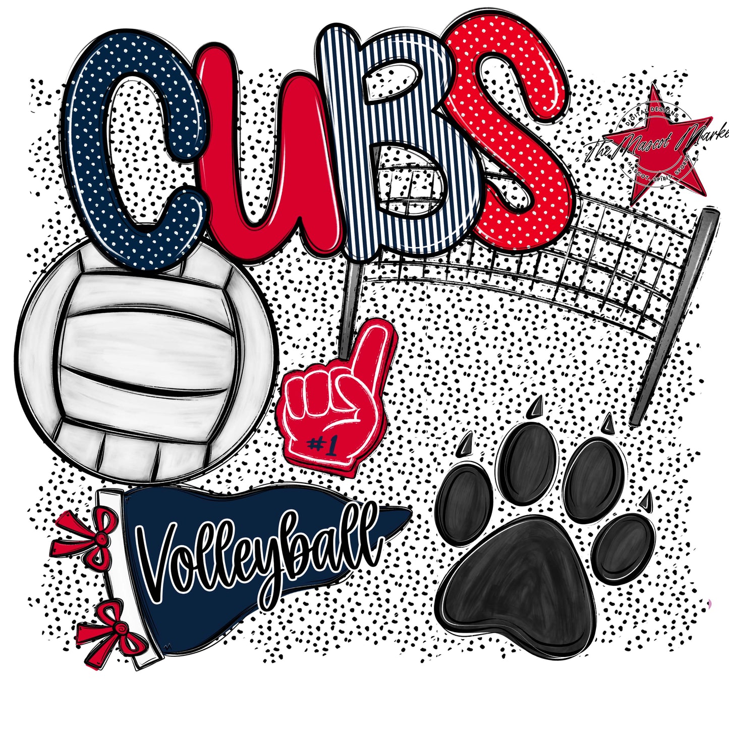 Cubs Volleyball Spirit-Navy & Red
