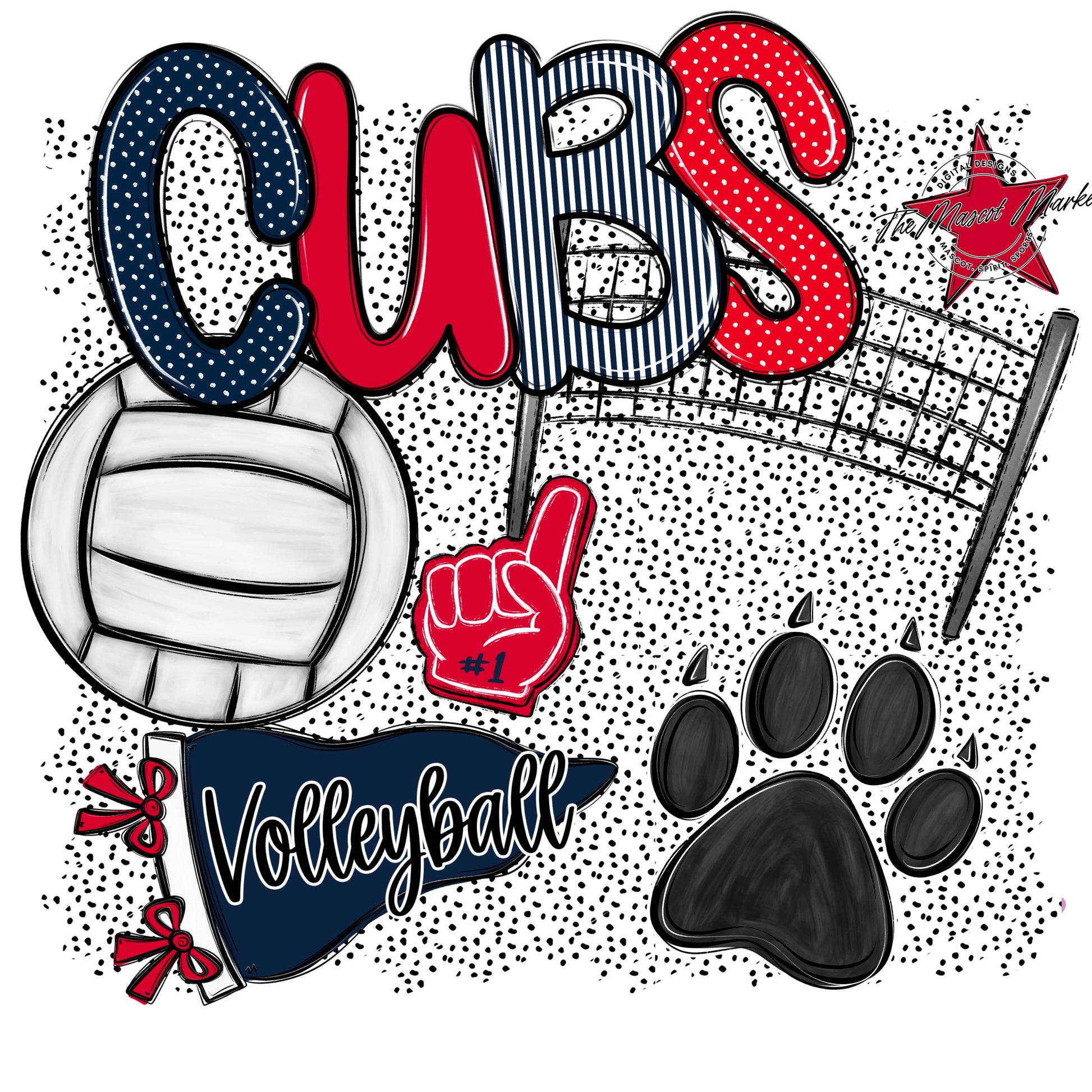Cubs Volleyball Spirit-Navy & Red