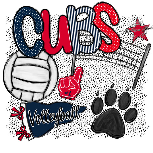 Cubs Volleyball Spirit-Navy & Red