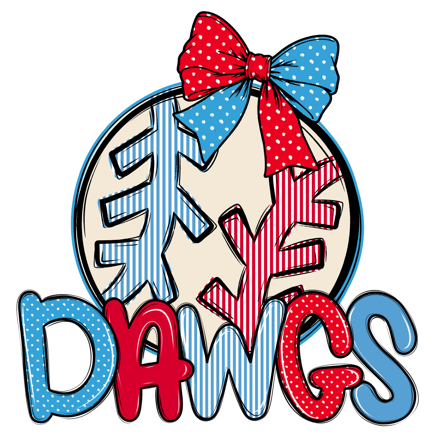 Dawgs Baseball-Softball Spirit Design-Carolina Blue & Red
