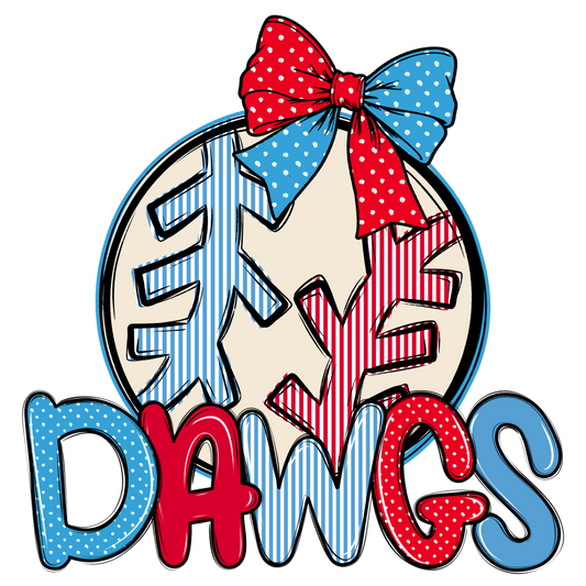Dawgs Baseball-Softball Spirit Design-Carolina Blue & Red