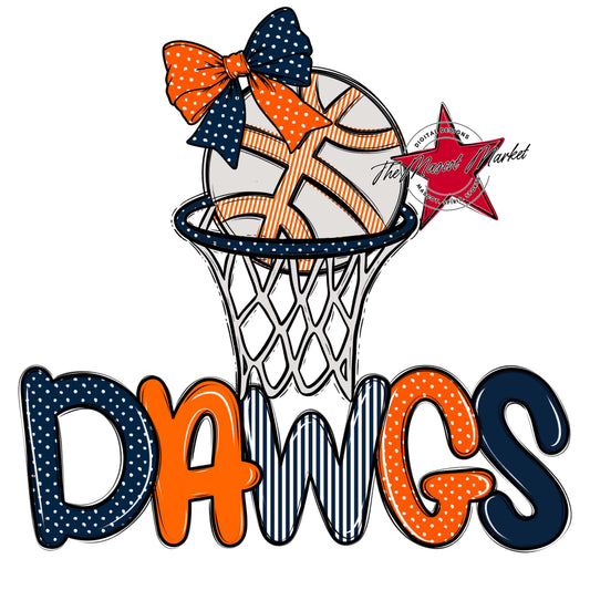 Dawgs Basketball Spirit Design-Navy & Orange