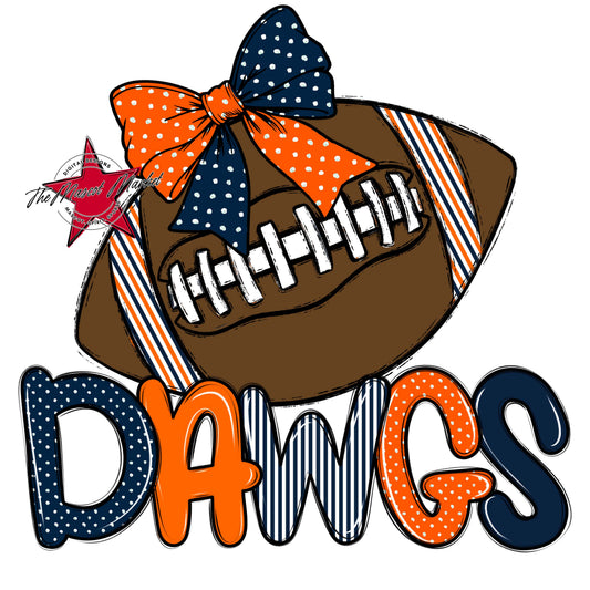 Dawgs Football Spirit Design-Navy & Orange