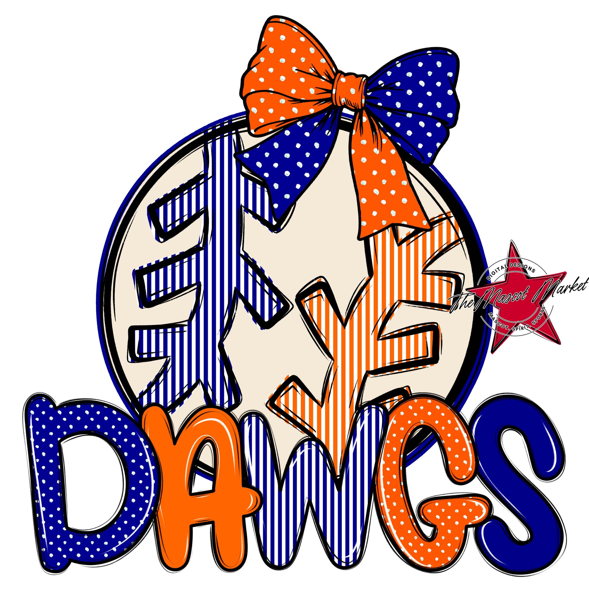 Dawgs Baseball-Softball Spirit Design-Blue & Orange