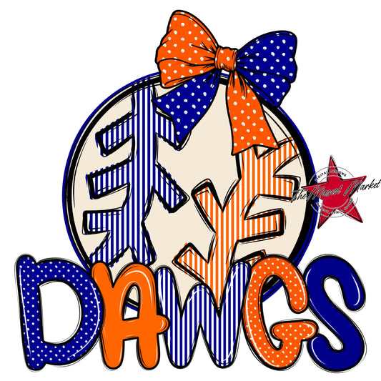 Dawgs Baseball-Softball Spirit Design-Blue & Orange
