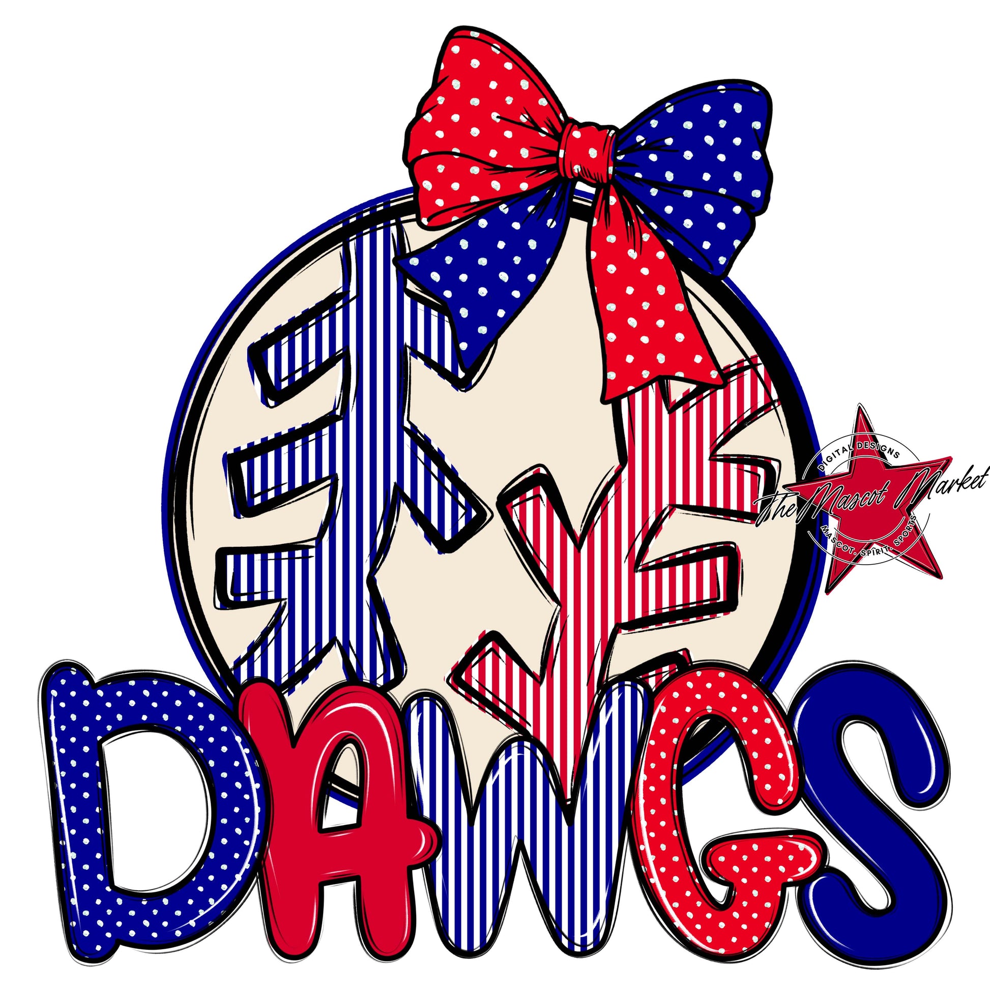 Dawgs Baseball-Softball Spirit Design-Blue & Red