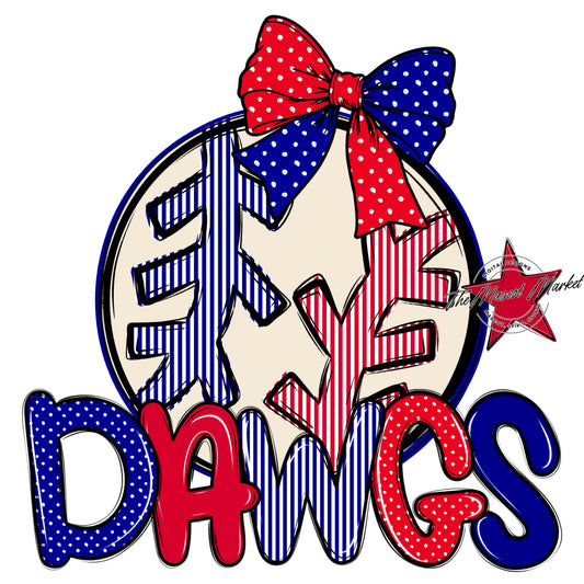 Dawgs Baseball-Softball Spirit Design-Blue & Red