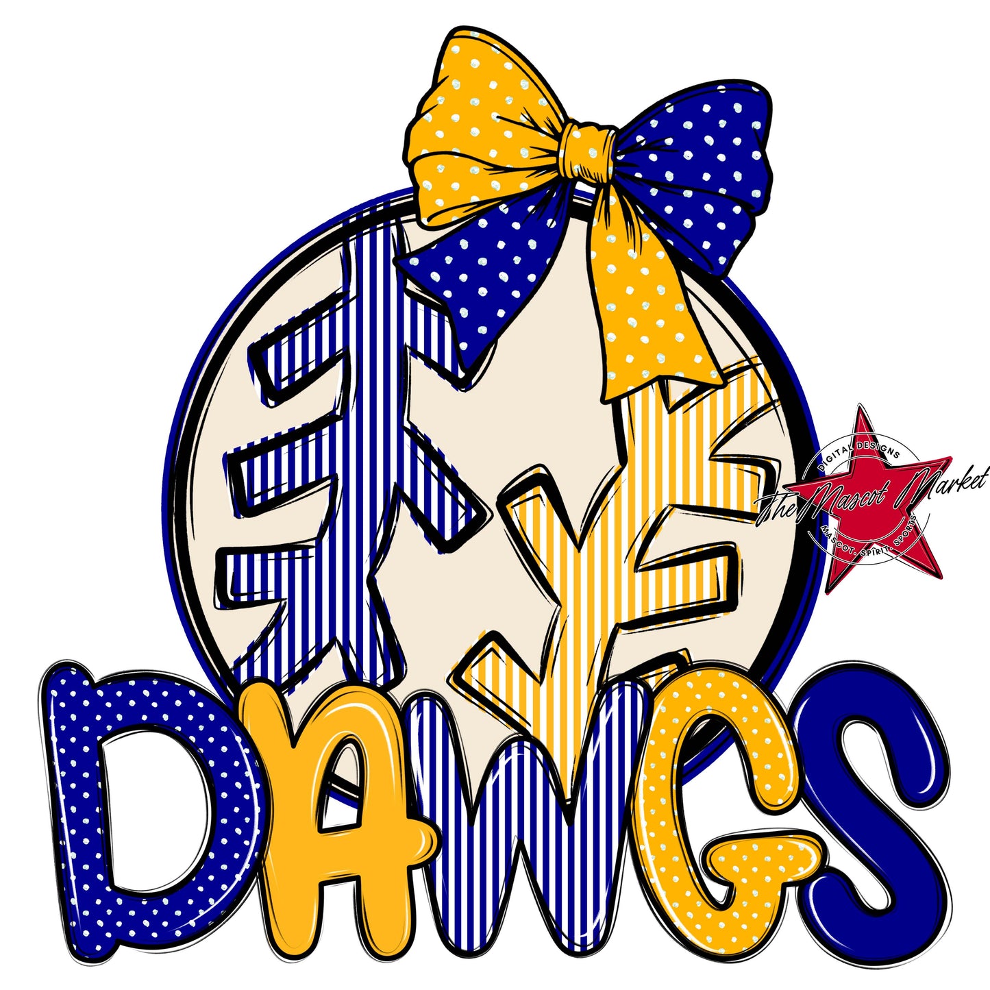 Dawgs Baseball-Softball Spirit Design-Blue & Yellow