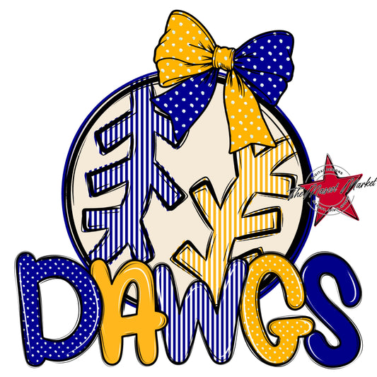 Dawgs Baseball-Softball Spirit Design-Blue & Yellow