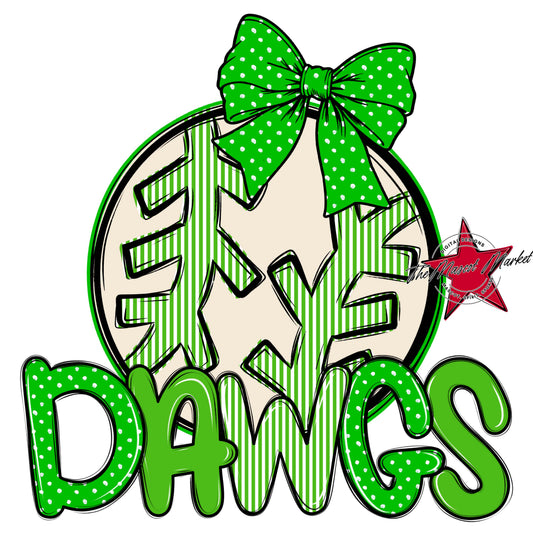 Dawgs Baseball-Softball Spirit Design-Bright Green