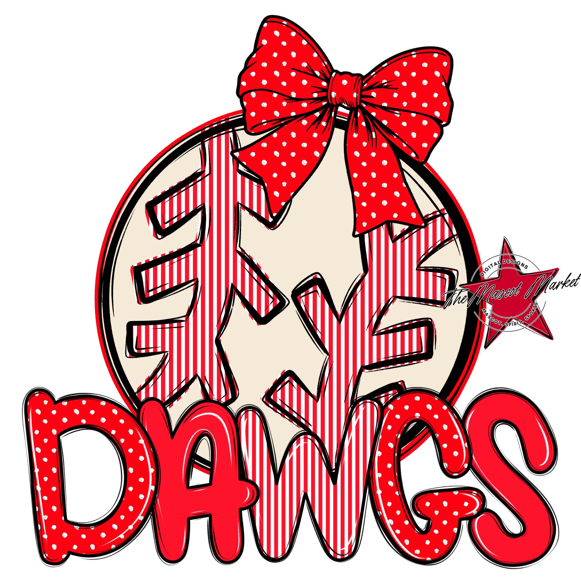 Dawgs Baseball-Softball Spirit Design-Bright Red