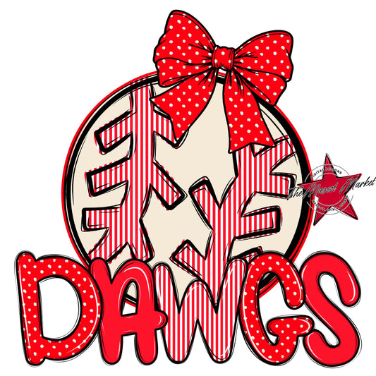 Dawgs Baseball-Softball Spirit Design-Bright Red