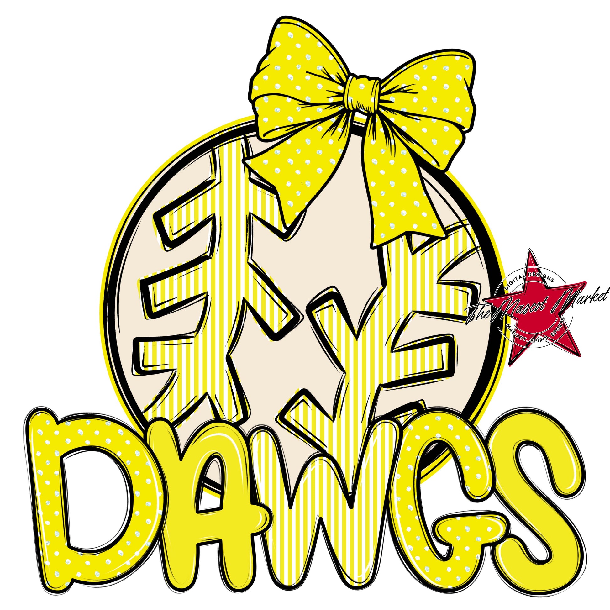 Dawgs Baseball-Softball Spirit Design-Bright Yellow