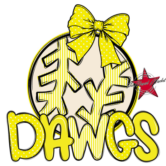 Dawgs Baseball-Softball Spirit Design-Bright Yellow