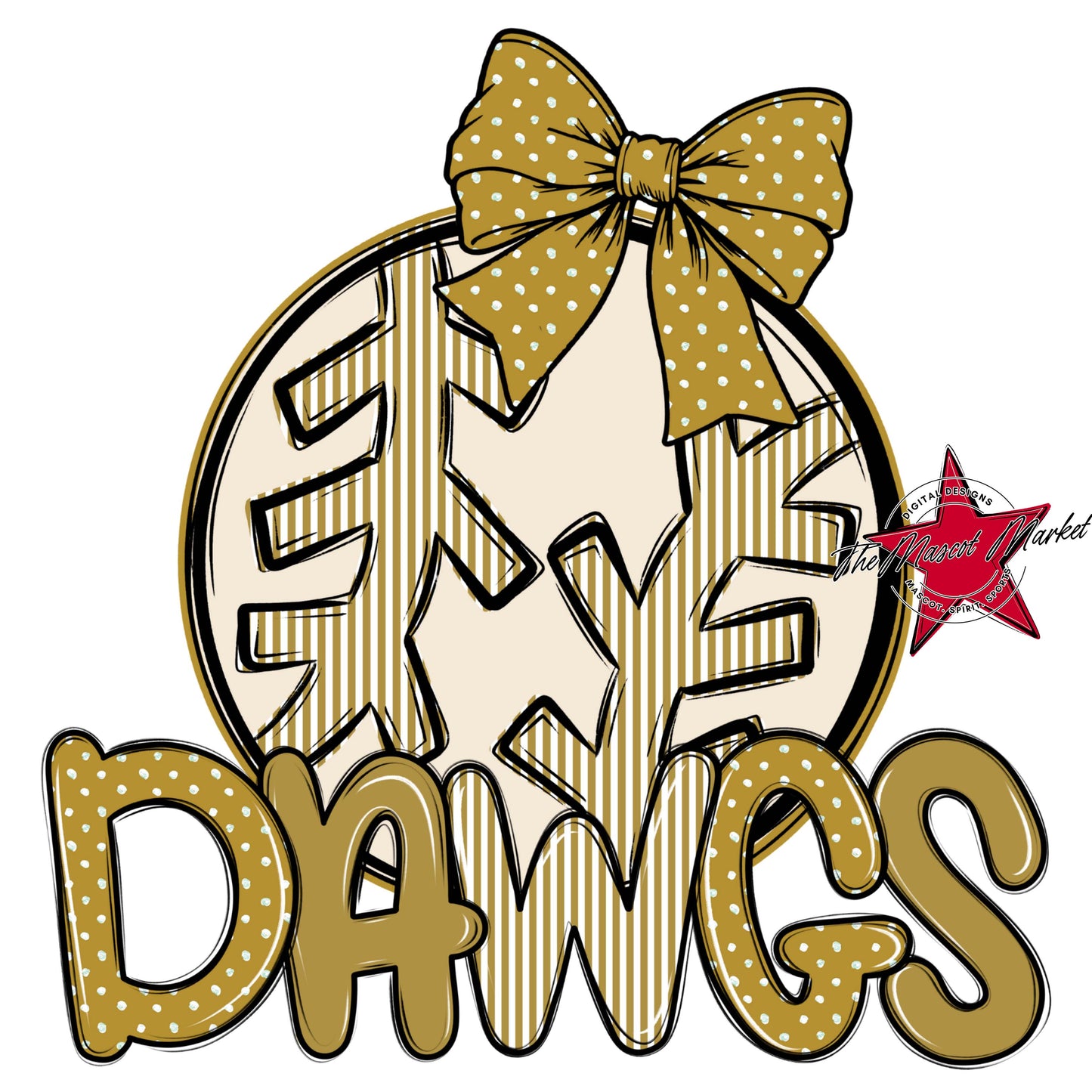 Dawgs Baseball-Softball Spirit Design-Gold