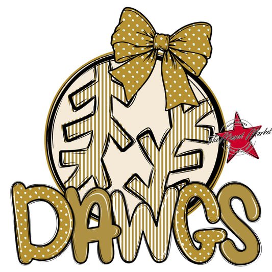 Dawgs Baseball-Softball Spirit Design-Gold