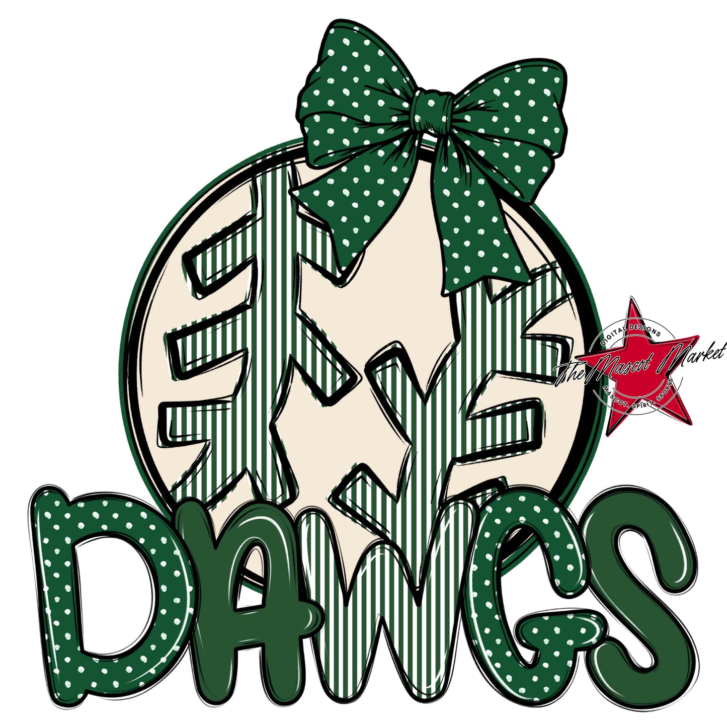 Dawgs Baseball-Softball Spirit Design-Green