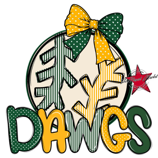 Dawgs Baseball-Softball Spirit Design-Green & Yellow