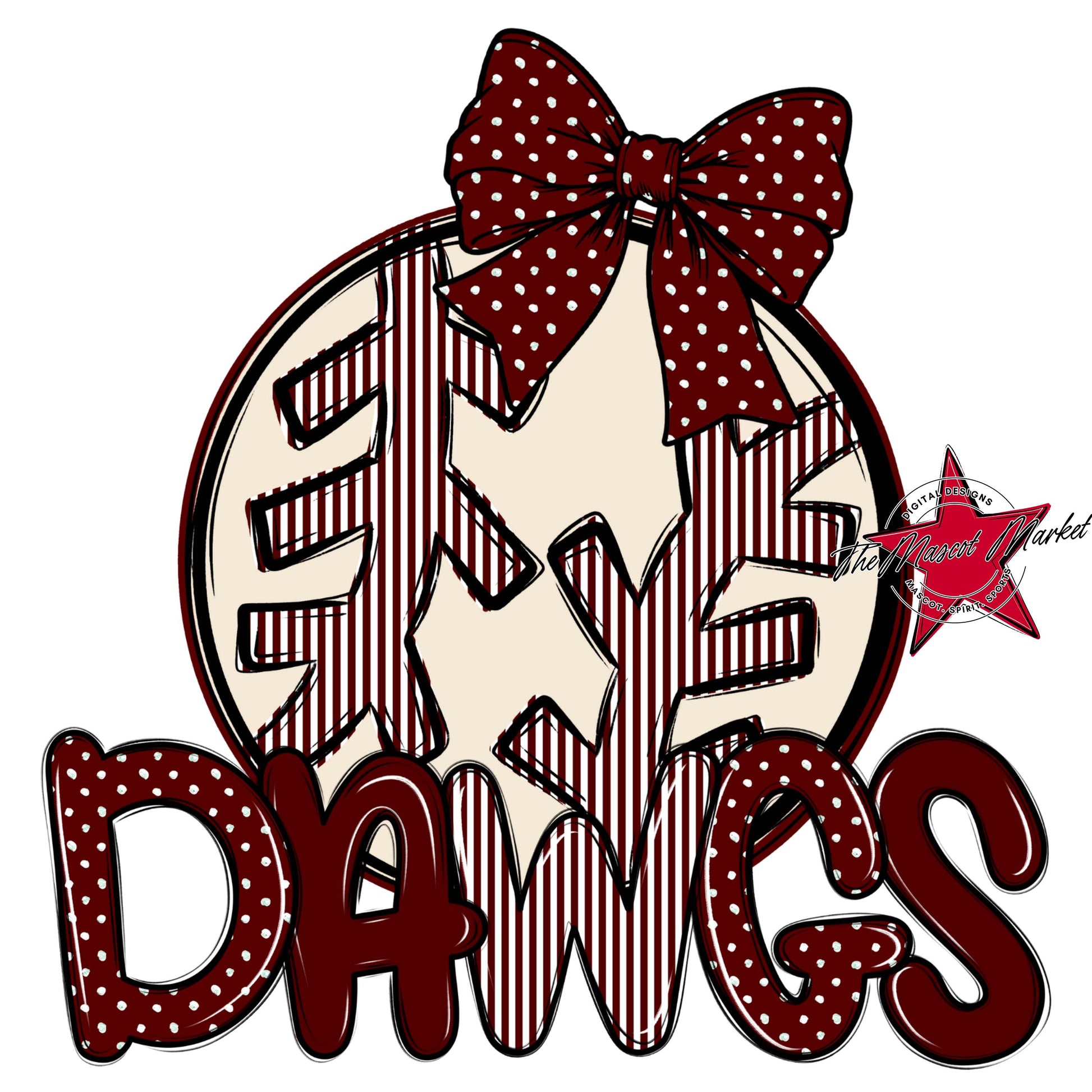Dawgs Baseball-Softball Spirit Design-Maroon