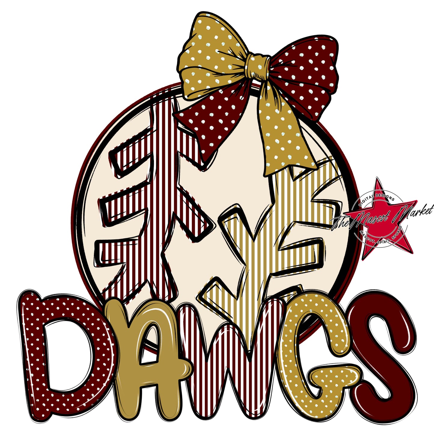 Dawgs Baseball-Softball Spirit Design-Maroon & Gold