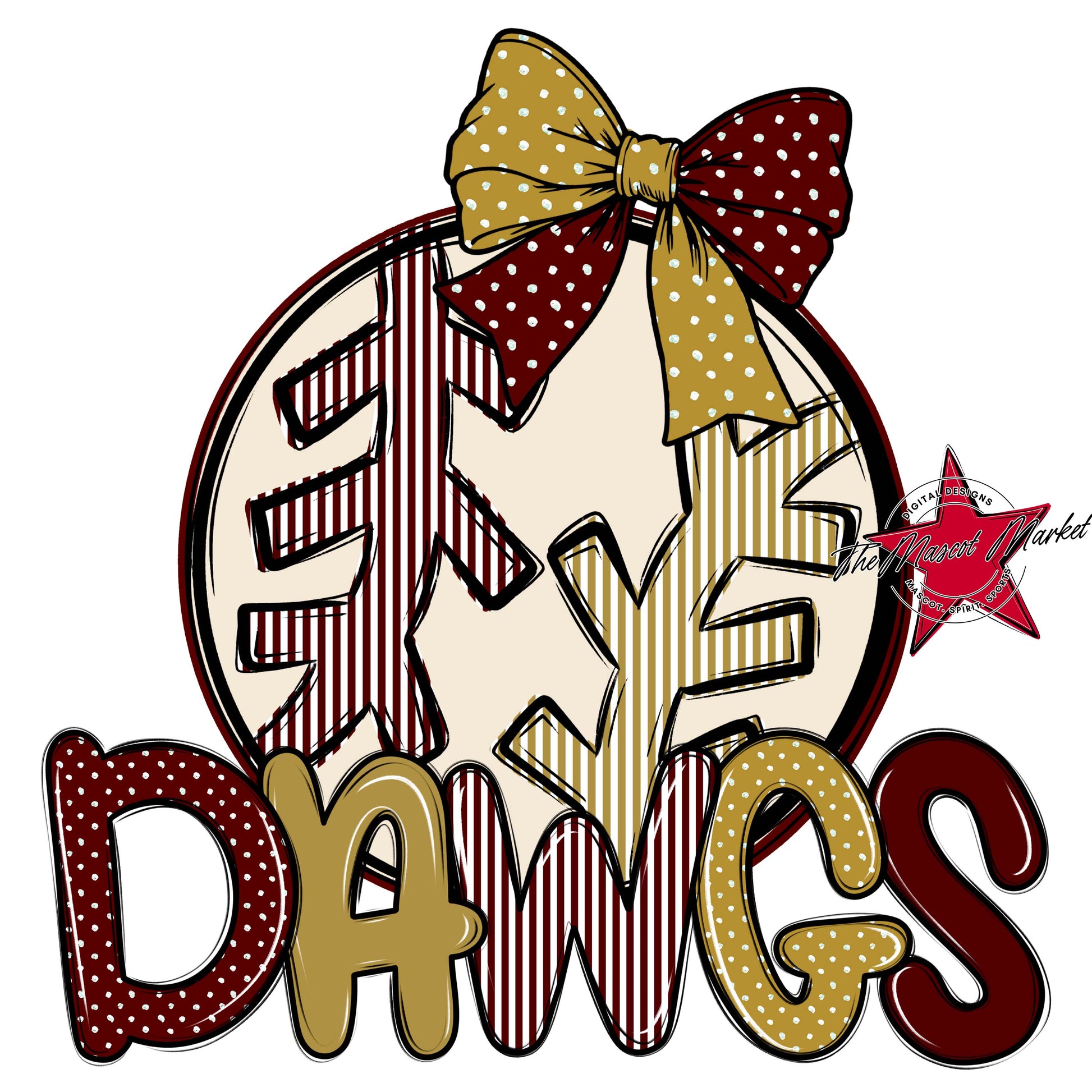 Dawgs Baseball-Softball Spirit Design-Maroon & Gold
