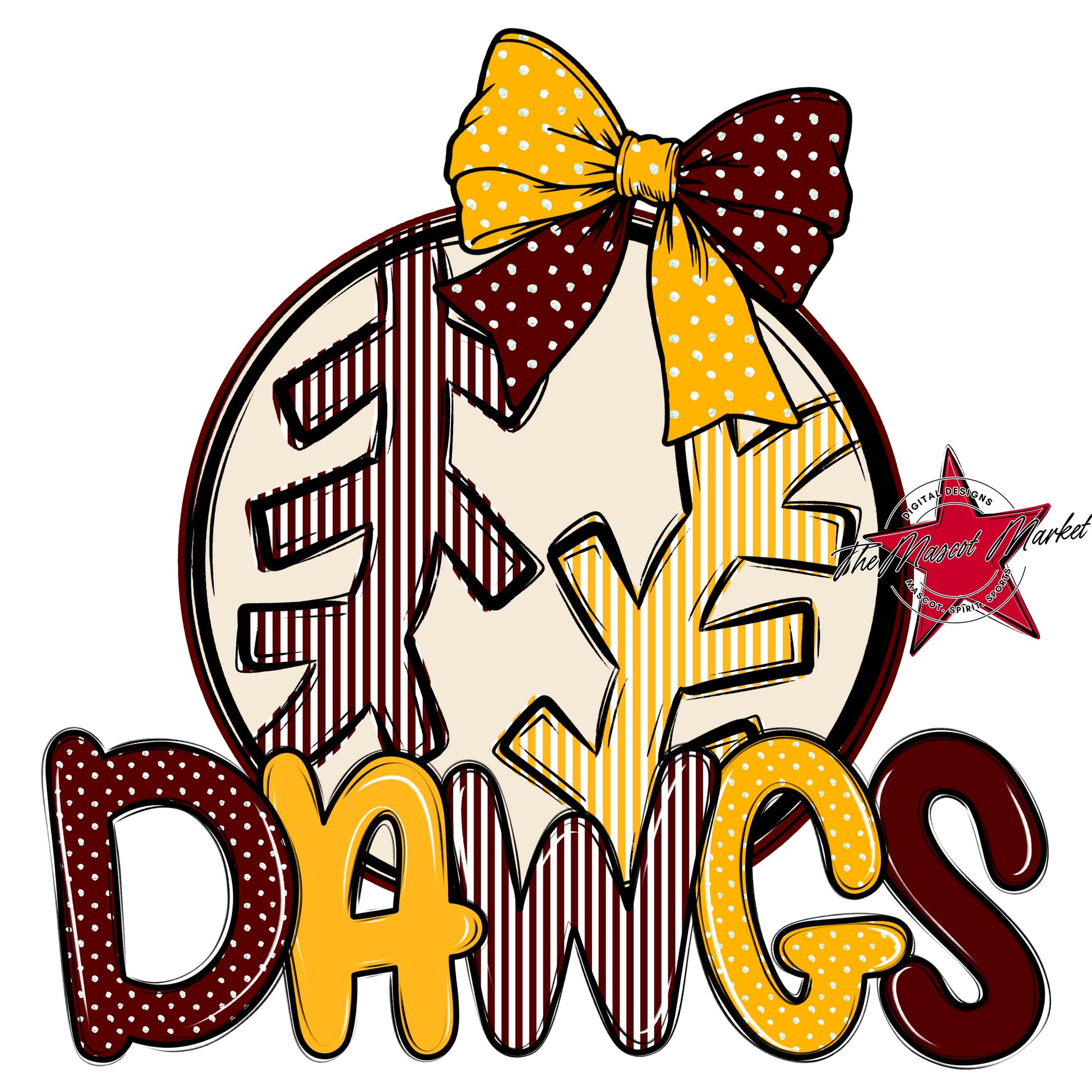Dawgs Baseball-Softball Spirit Design-Maroon & Yellow