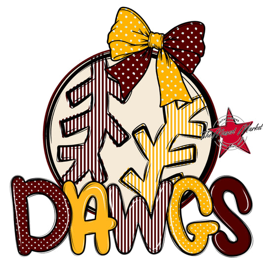 Dawgs Baseball-Softball Spirit Design-Maroon & Yellow