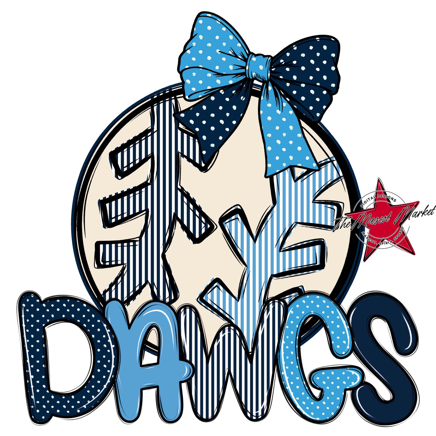 Dawgs Baseball-Softball Spirit Design-Navy & Carolina Blue