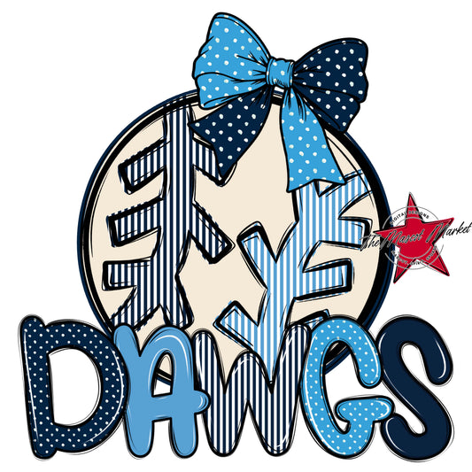 Dawgs Baseball-Softball Spirit Design-Navy & Carolina Blue