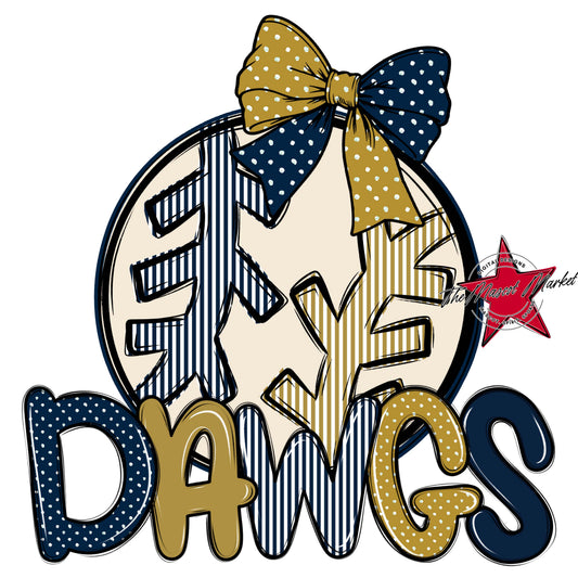 Dawgs Baseball-Softball Spirit Design-Navy & Gold