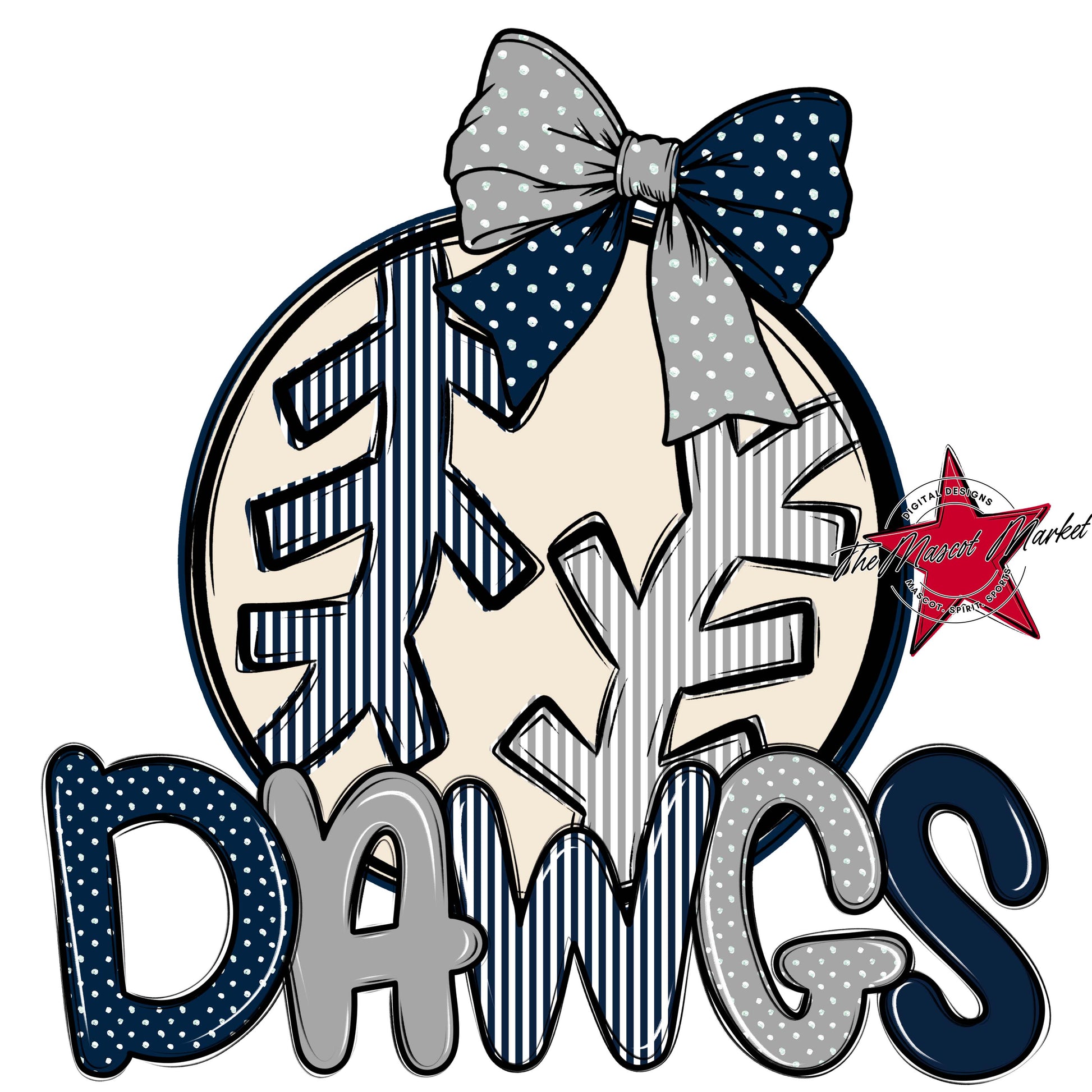 Dawgs Baseball-Softball Spirit Design-Navy & Grey