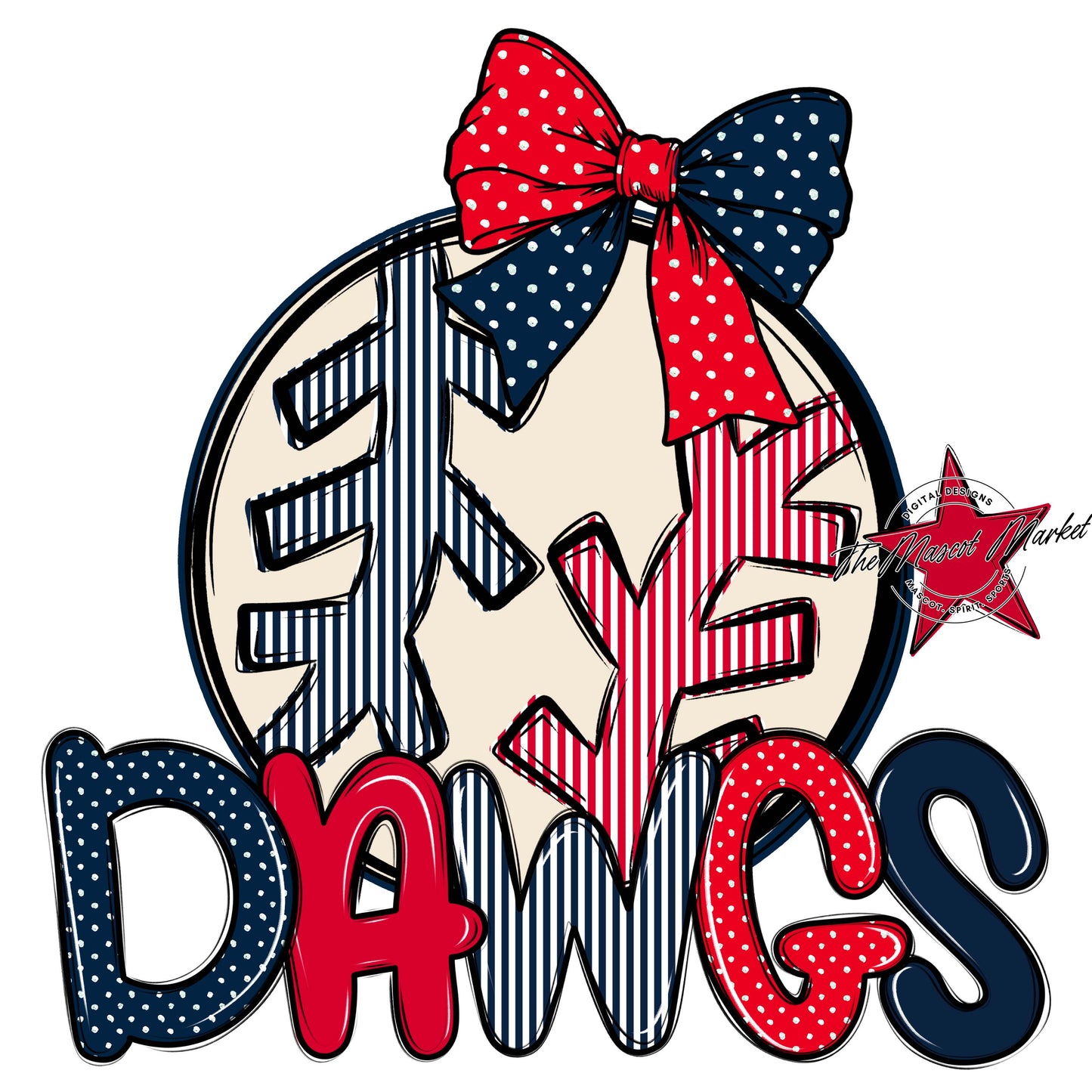 Dawgs Baseball-Softball Spirit Design-Navy & Red