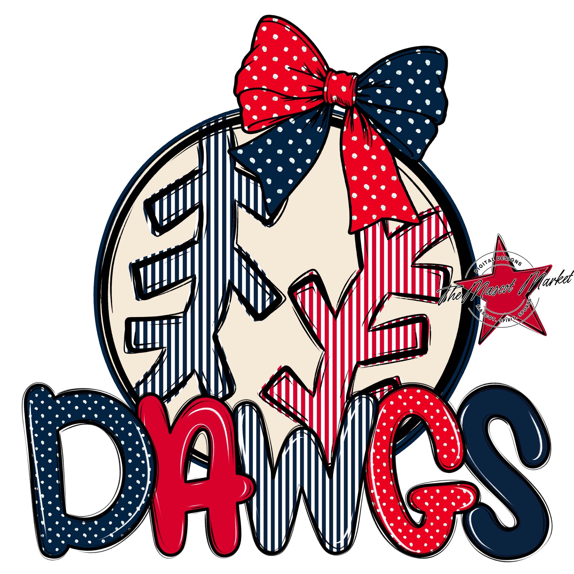 Dawgs Baseball-Softball Spirit Design-Navy & Red
