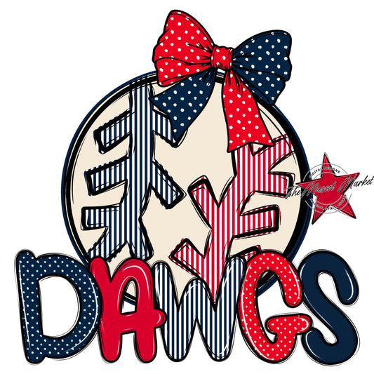 Dawgs Baseball-Softball Spirit Design-Navy & Red