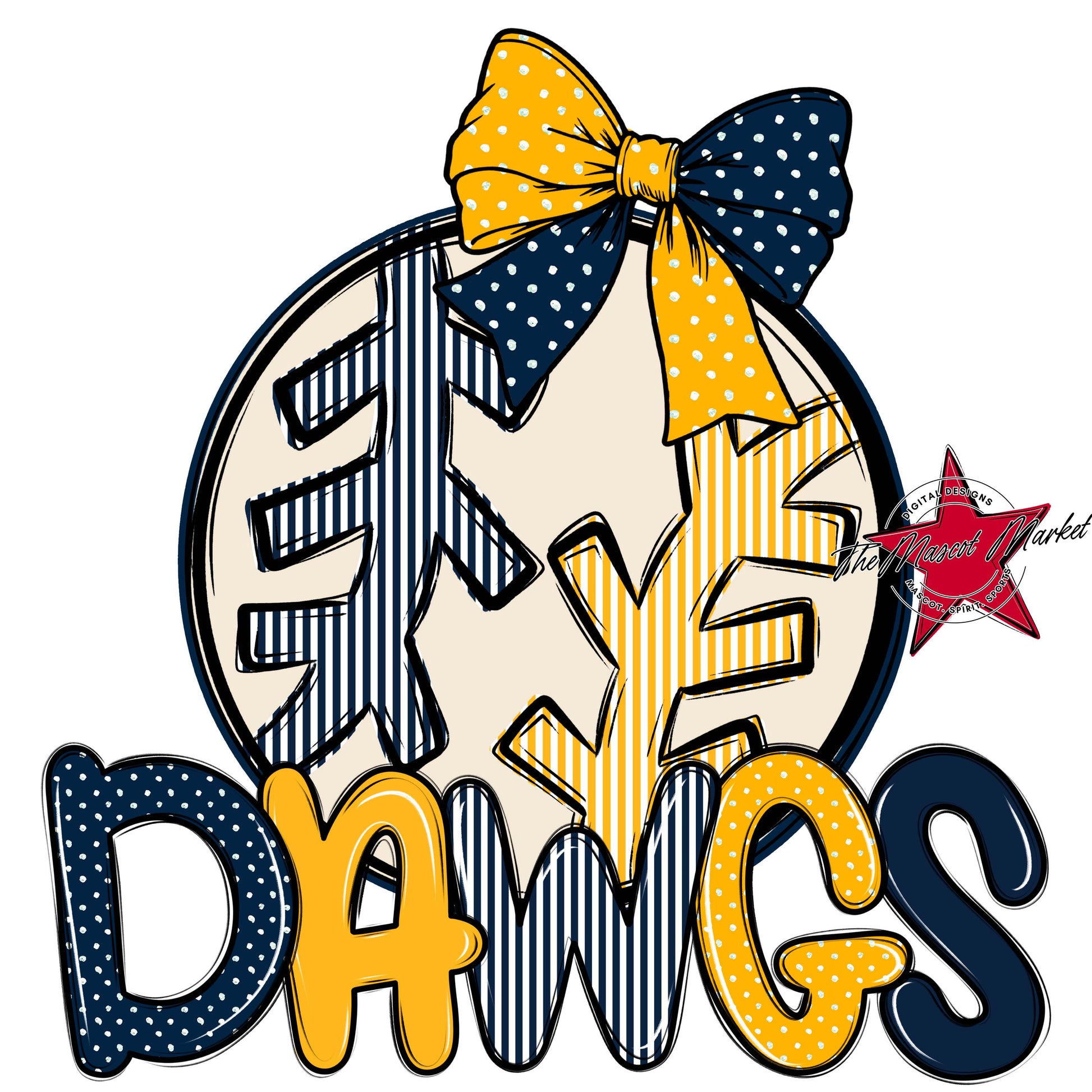 Dawgs Baseball-Softball Spirit Design-Navy & Yellow