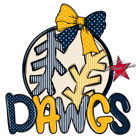 Dawgs Baseball-Softball Spirit Design-Navy & Yellow