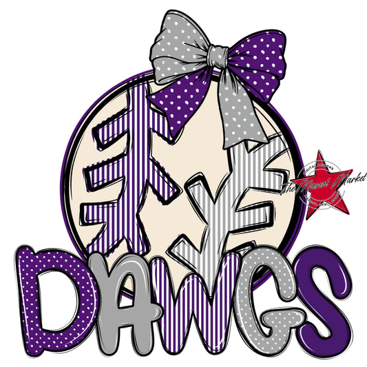 Dawgs Baseball-Softball Spirit Design-Purple & Grey