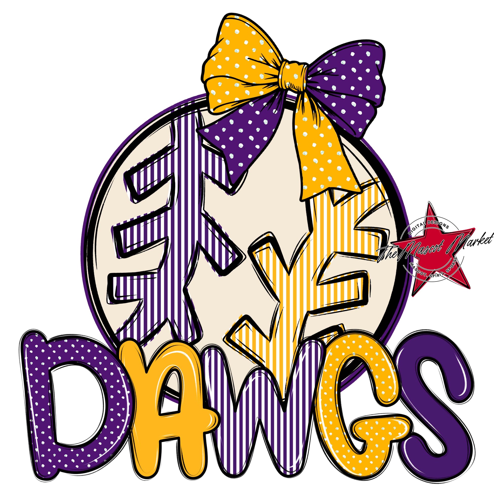 Dawgs Baseball-Softball Spirit Design-Purple & Yellow
